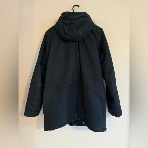 Abercrombie & Fitch Vintage Men’s Medium Navy Hooded Jacket Parka Sherpa - Picture 6 of 7